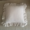  Frilled antique French Linen Cushion. - Medium