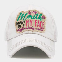 Image 2 of IF MY MOUTH Doesn't Say it My Face Definitely Will Embroidered Baseball Cap for Women, Gift for Mom