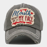 Image 3 of IF MY MOUTH Doesn't Say it My Face Definitely Will Embroidered Baseball Cap for Women, Gift for Mom