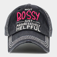 Image 2 of NOT BOSSY Just Aggressively Helpful Embroidered Baseball Cap for Ladies, Gift for Mom