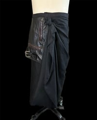 Image 2 of Linen Knotted Wrap Skirt with upcycled leather