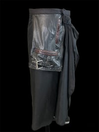 Image 1 of Linen Knotted Wrap Skirt with upcycled leather