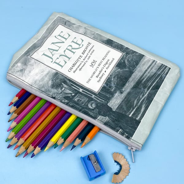Image of Jane Eyre Book Page Pencil Case, Grey