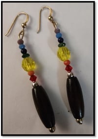 Wood and Glass Beads Chakra Earrings 