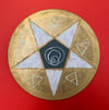 pentacle GOLD/gray/GOLD on wood disk