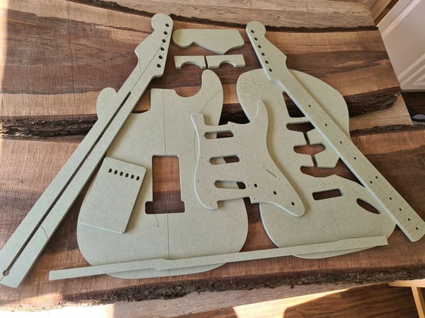 Image of 50s Stratocaster Guitar Routing Template Full Set 9mm MR MDF