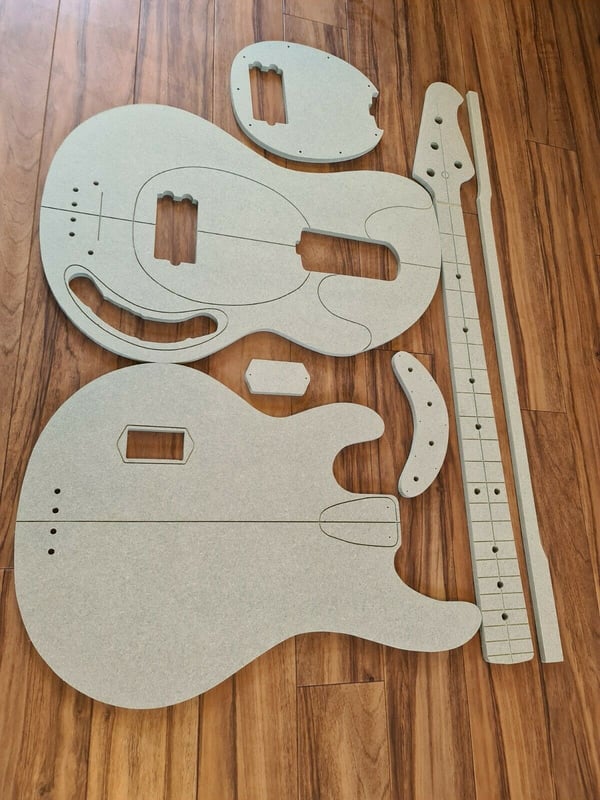 Image of Musicman Stingray bass Routing Template Set 9mm MR MDF