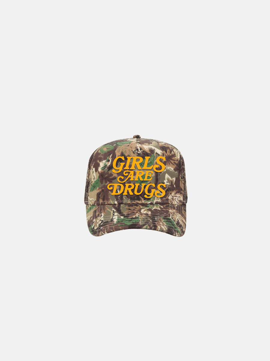 Image of GIRLS ARE DRUGS® TRUCKERS - HUNTING CAMO / YELLOW