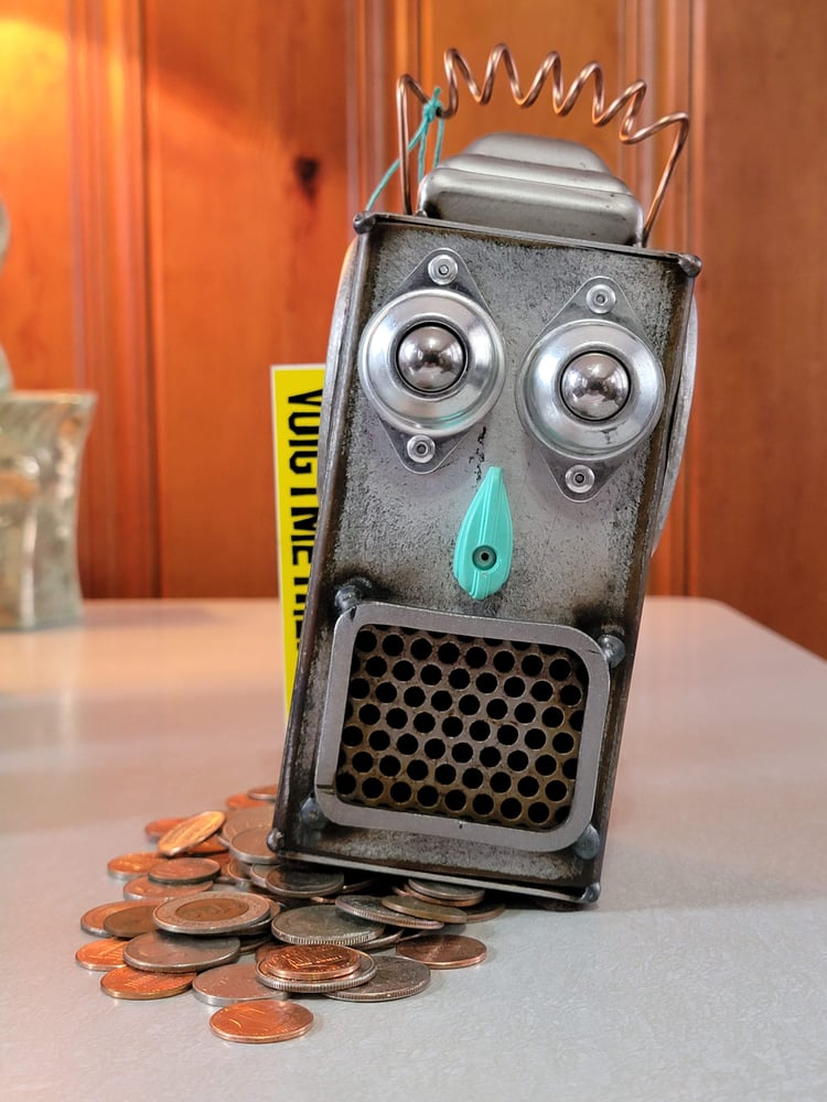 Image of Silver penny Robot Bank