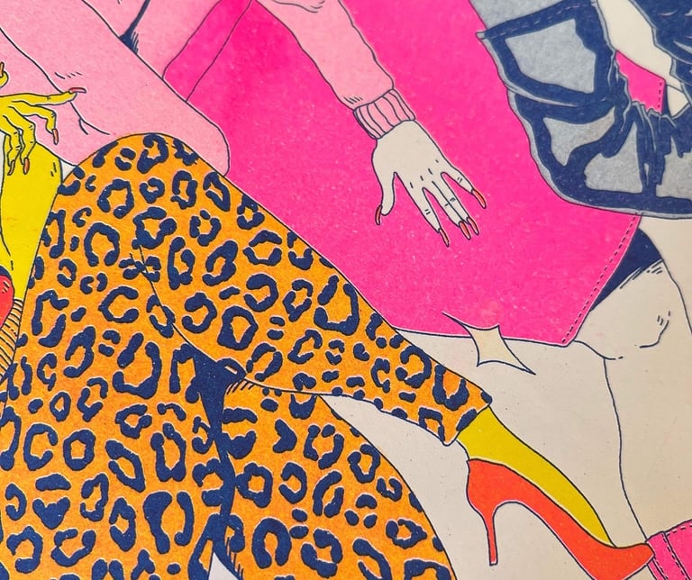 Gossip Sesh A3 Risograph Print Image 2