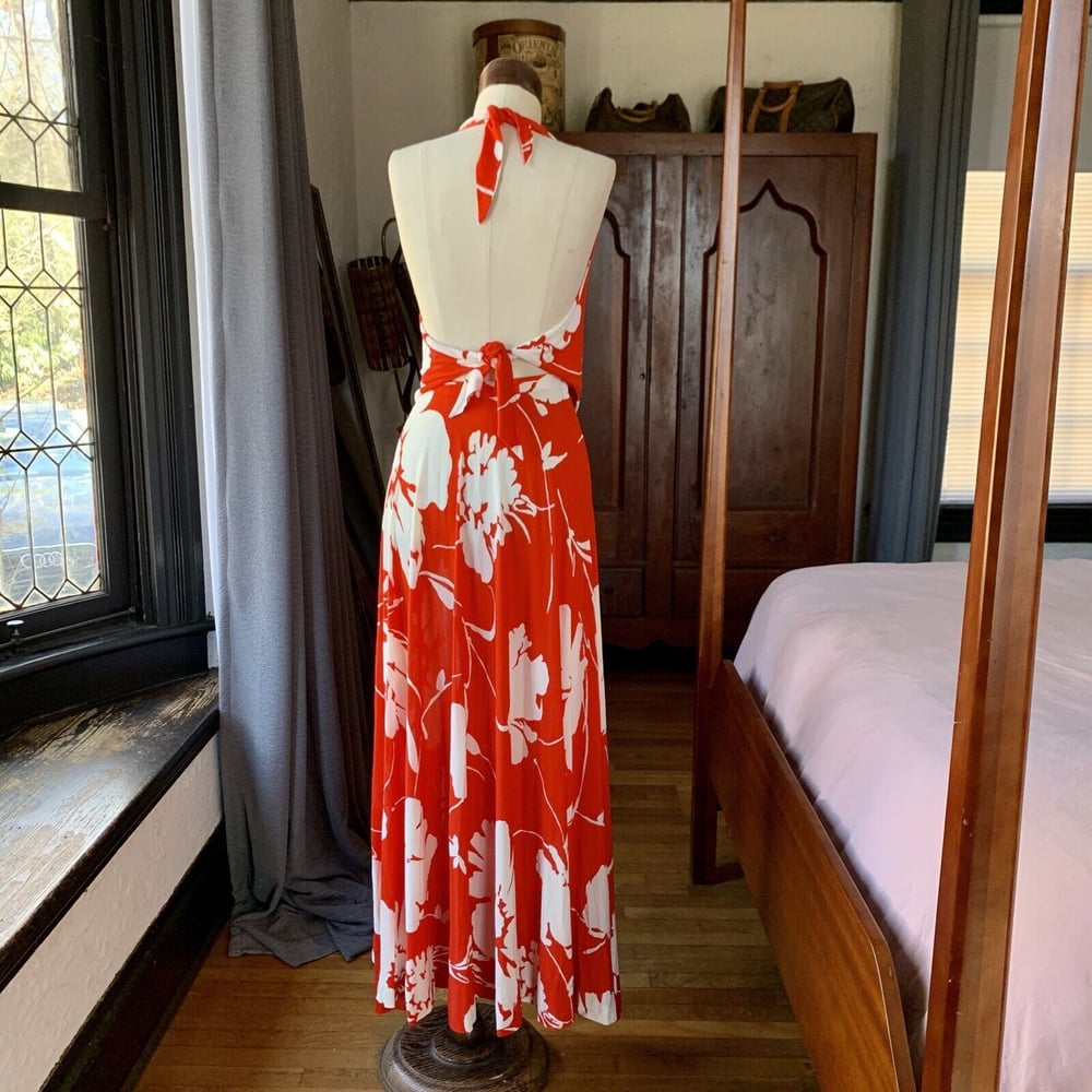 HALSTON 1970s Tropical Jersey 2 Piece Ensemble XS