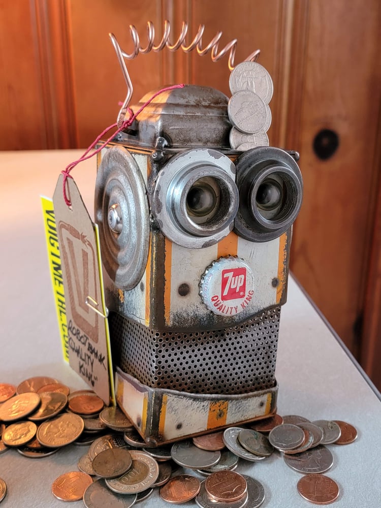 Image of Orange Quality king Robot penny bank