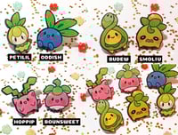 Image 2 of Pokemon wooden pin, Petilil, Oddish, Budew, Smoliv, Hoppip and Bounsweet