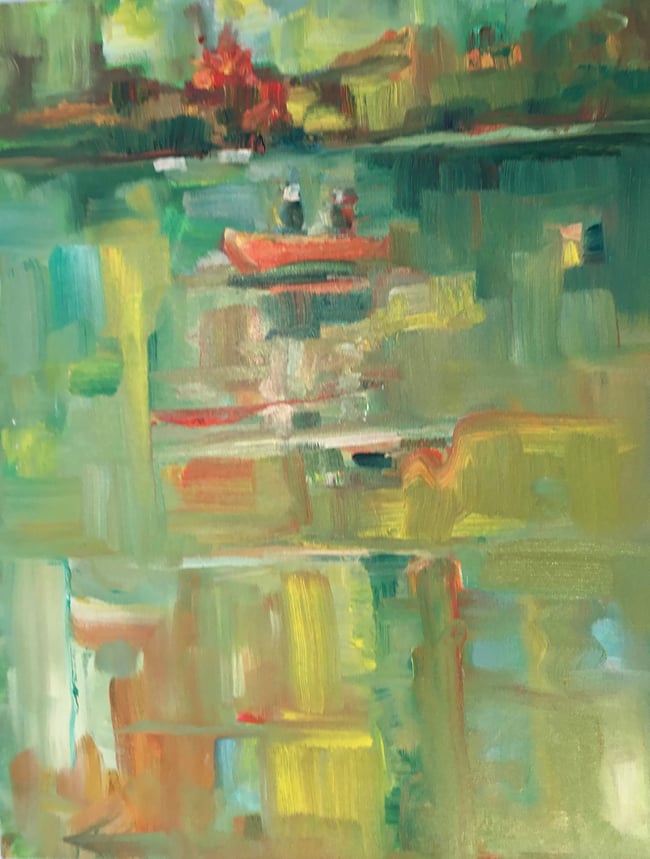 Canoeing on a Stained Glass Lake