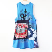 Image 3 of fare thee well grateful dead blue patchwork courtneycourtney tshirt dress size M sleeveless tank