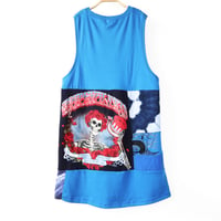 Image 2 of fare thee well grateful dead blue patchwork courtneycourtney tshirt dress size M sleeveless tank