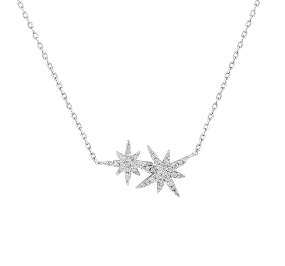 Image of 925 double star necklace 
