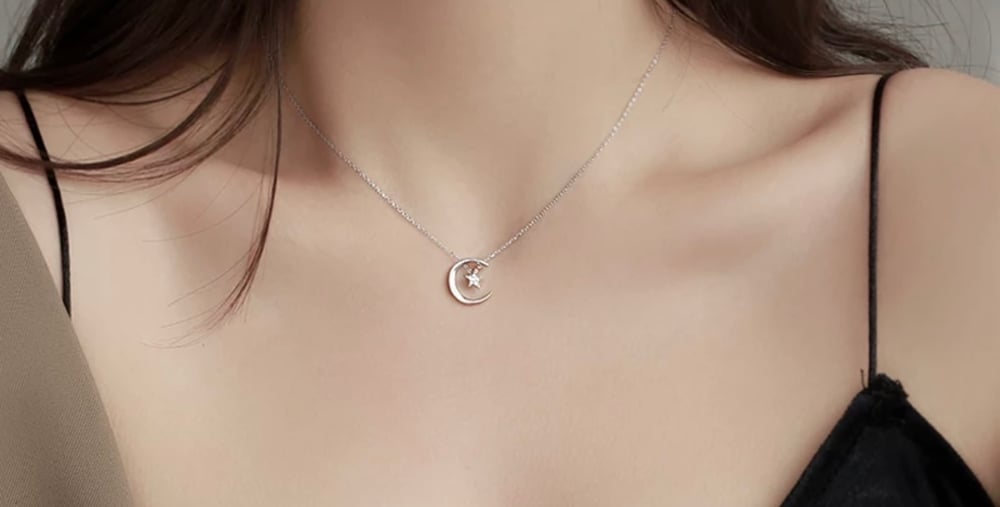 Image of 925 Moon and stars necklace 