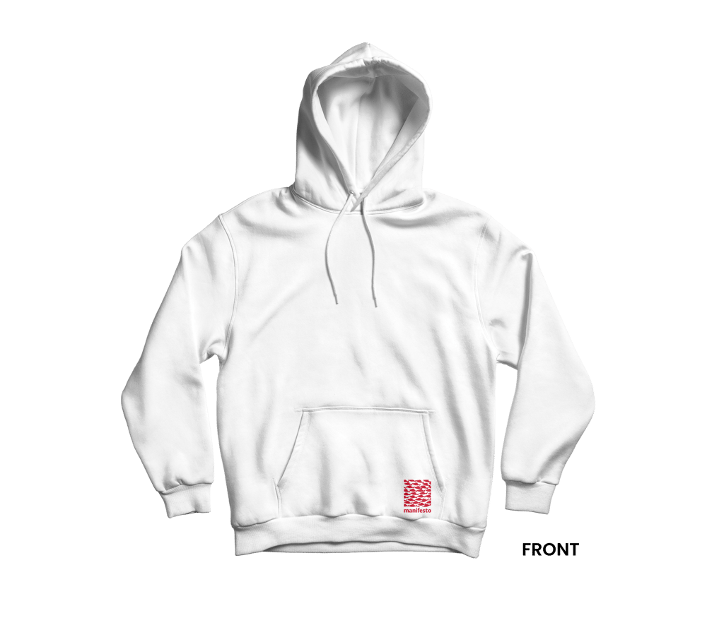 BITE BACK Hoodie, White/red