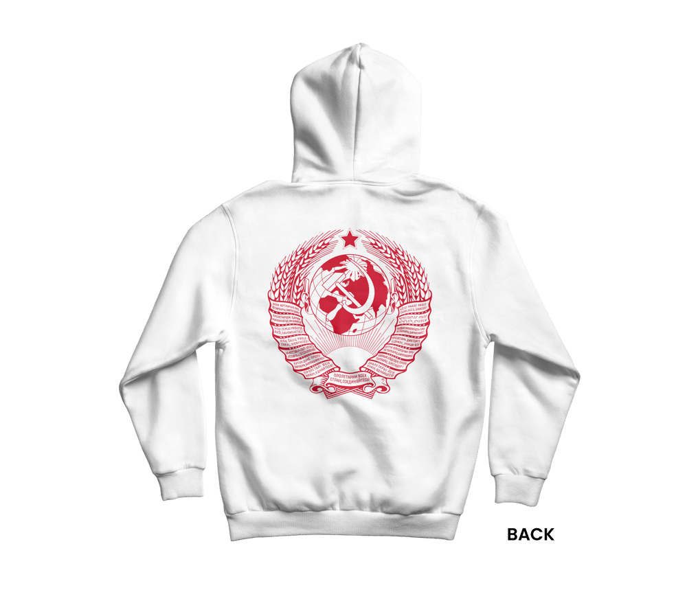 SOVIET COAT OF ARMS Hoodie, White/red