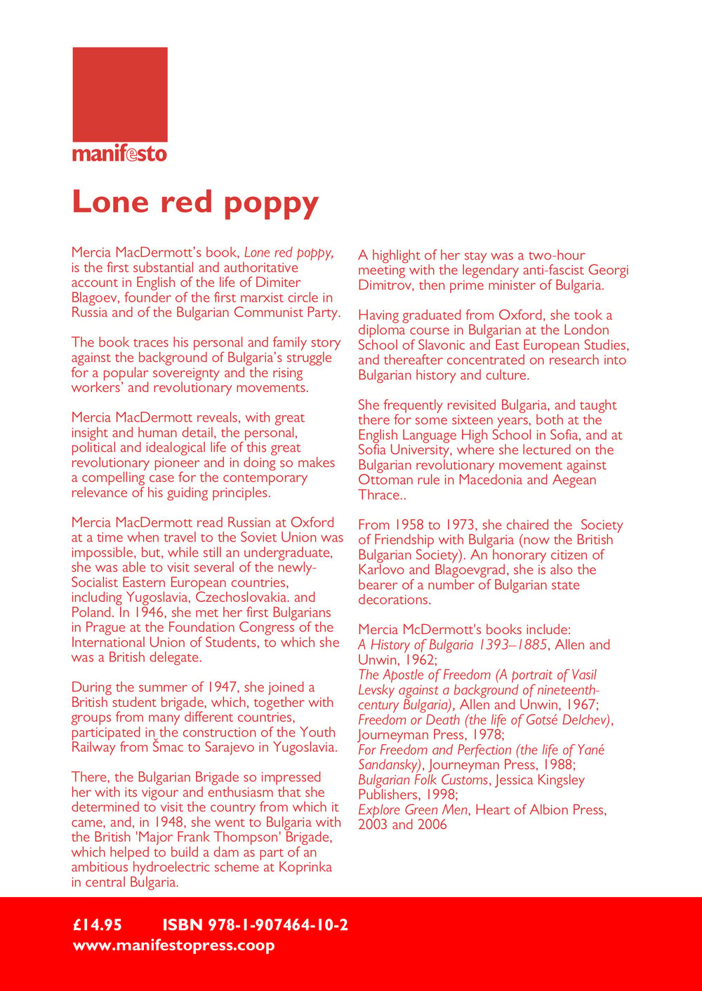 Lone red poppy  A biography of Dimiter Blagoev-Epub Version