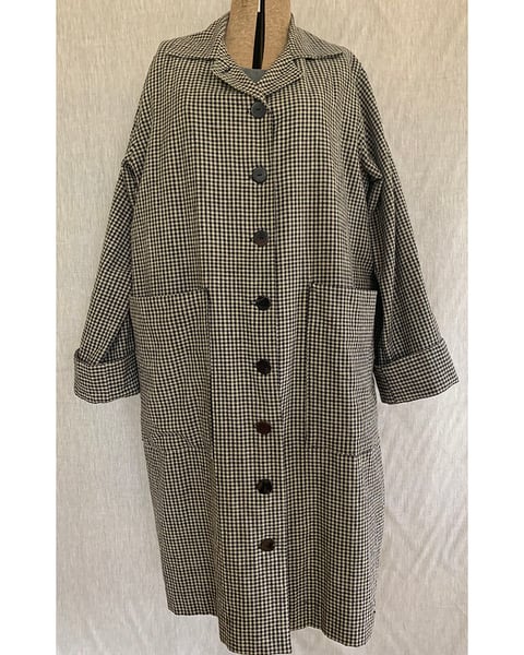 Image of The Sibley Coat in vintage French linen/cotton check