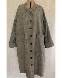 Image 1 of The Sibley Coat in vintage French linen/cotton check