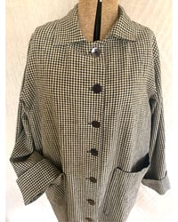 Image 3 of The Sibley Coat in vintage French linen/cotton check