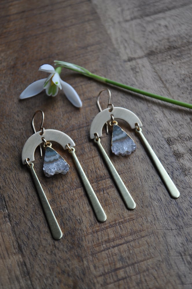 Image of Triangular Amethyst Arc Dangles 