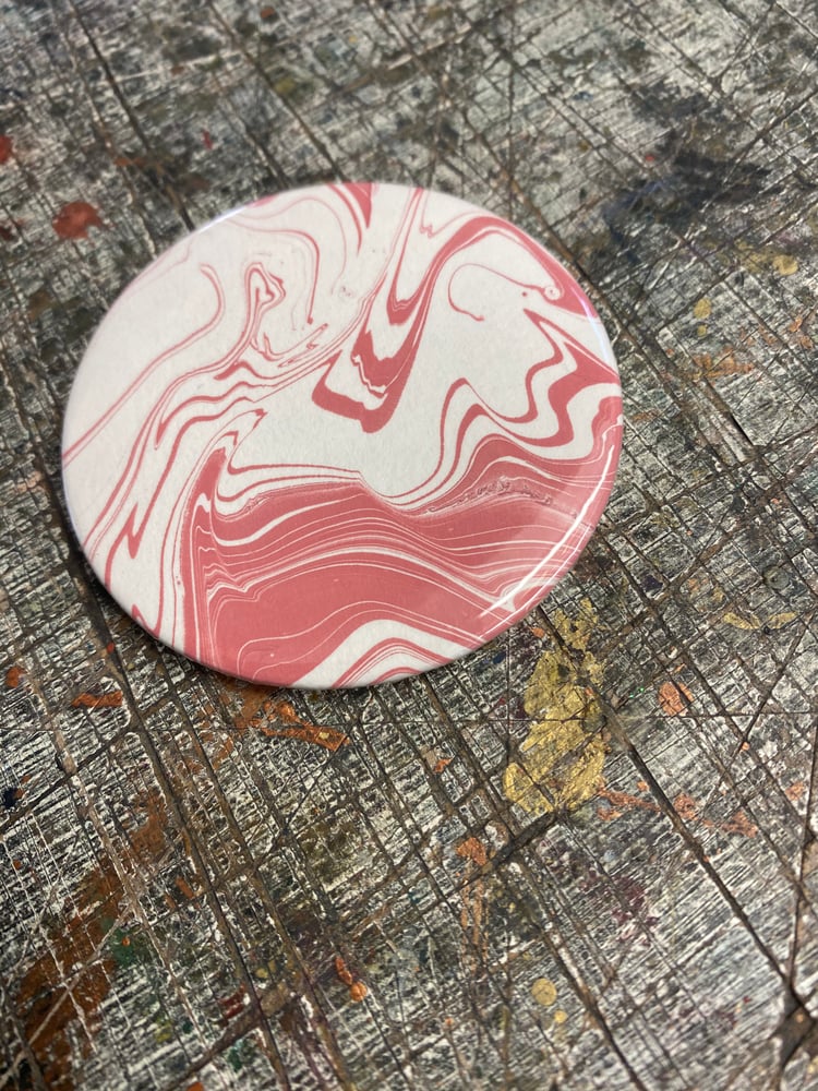 Image of SINGLE pocket mirror with real marbled paper No.46