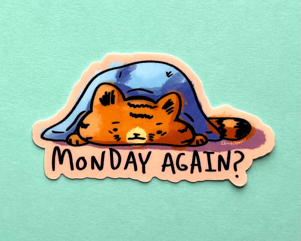 Image of Monday Again Orange Cat vinyl sticker