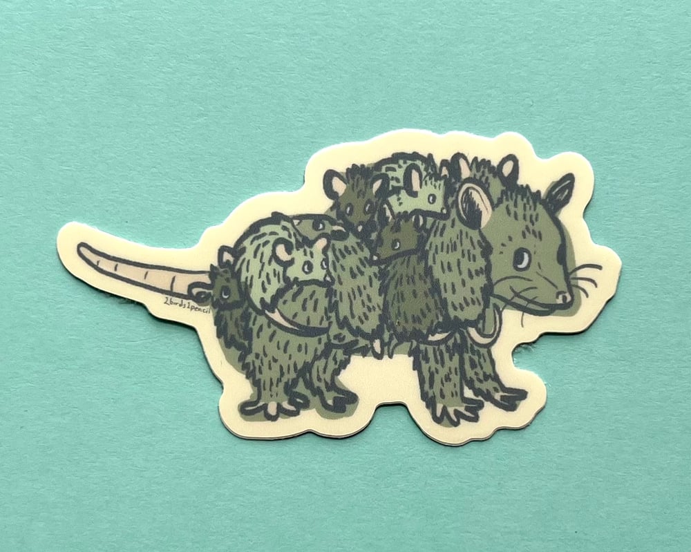 Image of Possum with babies vinyl sticker
