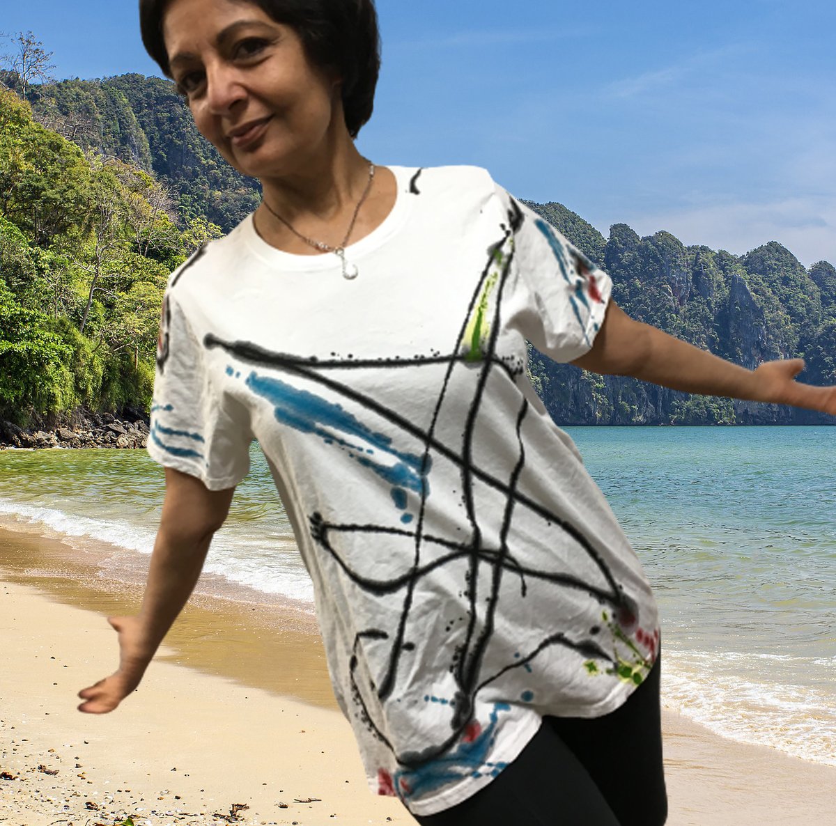 Image of Skipping with Joy T-shirt. Wear Art. Super soft 100% cotton T. Hand painted.