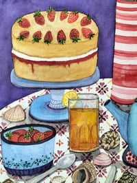 Image 5 of Iced tea and strawberry sponge cake ORIGINAL 