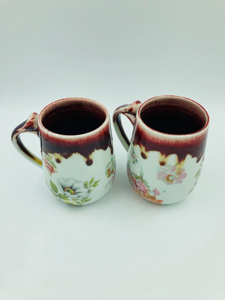 Image of Red Floral Mugs