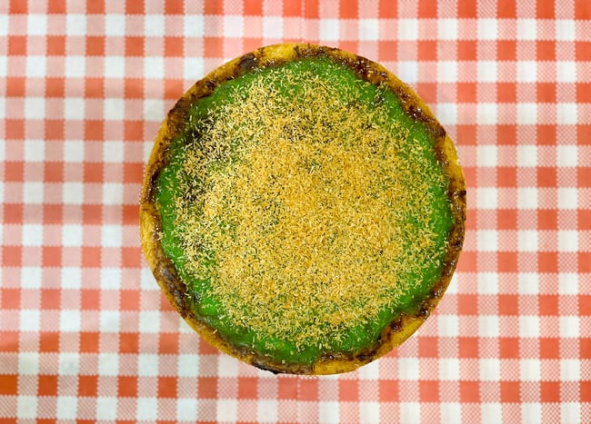 Pandan flan with coconut