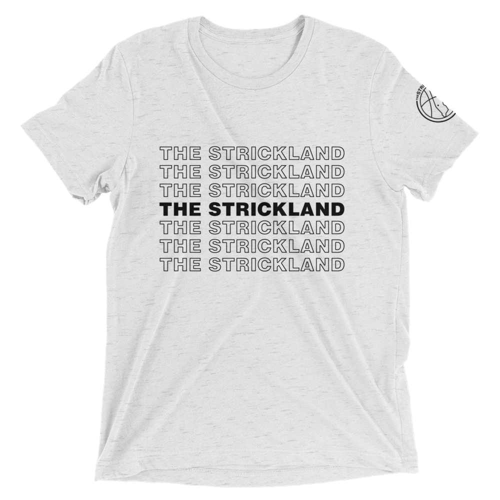 Thank You For Stricklanding With Us (Black Text) Tri-Blend Short-Sleeve T-Shirt