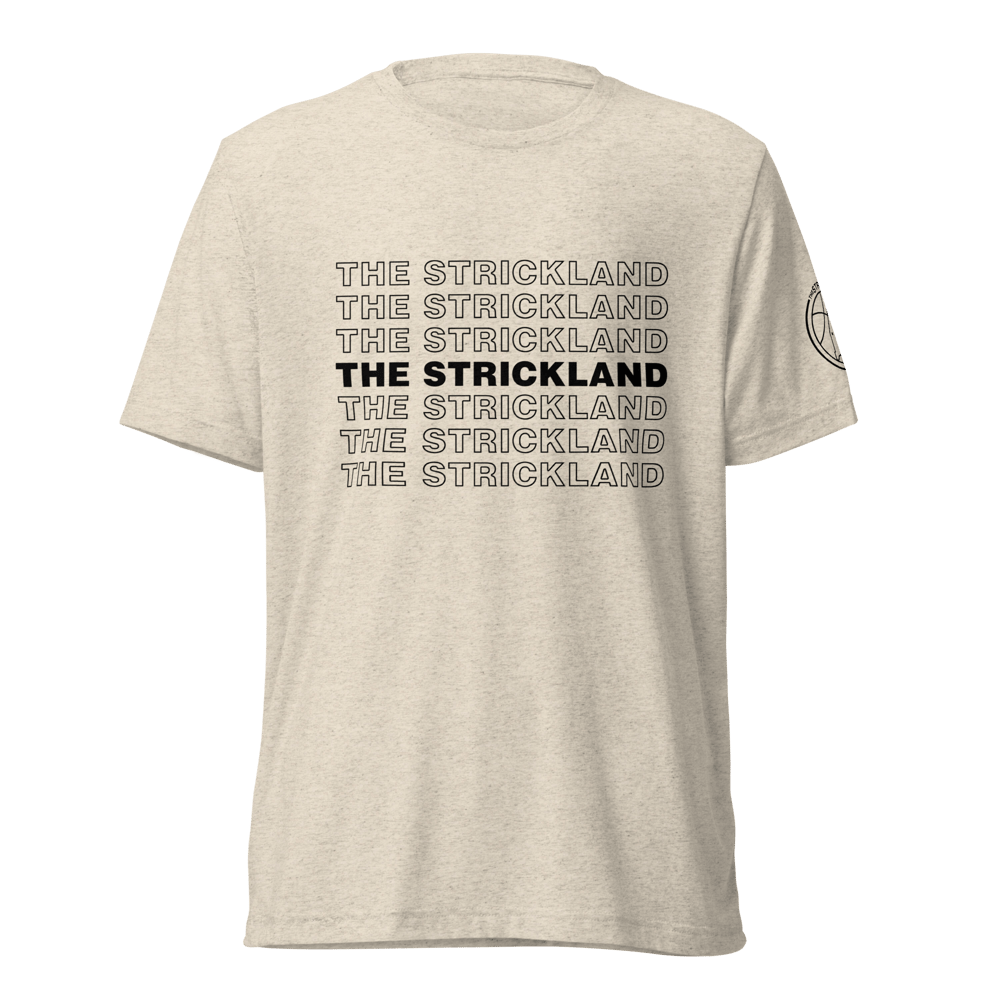 Thank You For Stricklanding With Us (Black Text) Tri-Blend Short-Sleeve T-Shirt