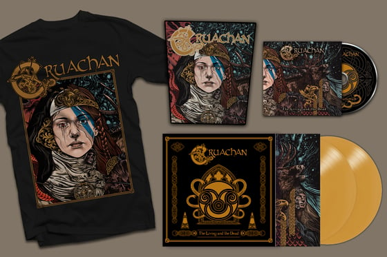 Image of Cruachan - The Living and The Dead (T-shirt, Back patch, CD, Gold Vinyl)