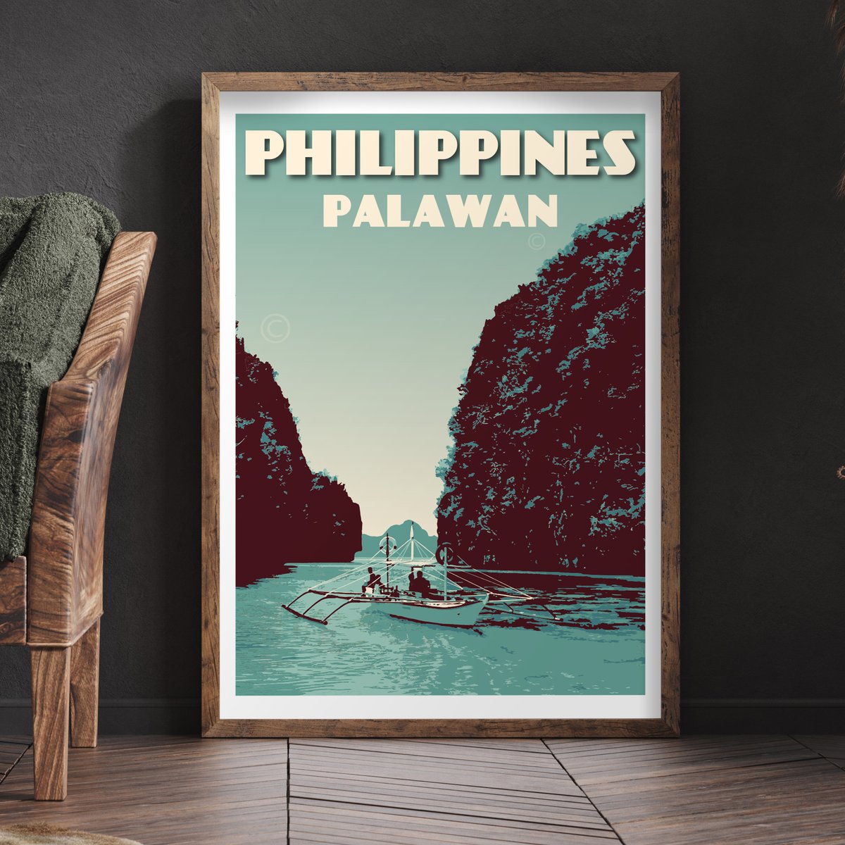Image of Vintage poster Philippines - Palawan Island | Wall Art Decor | Travel Poster | Fine Art Print