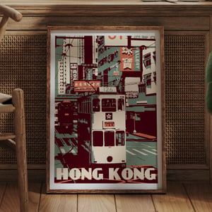 Image of Hong Kong - Tramway - Ding Ding - Green - Fine Art Print