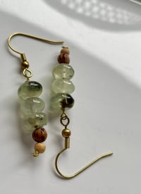 Image 1 of Green adventurine + Sandalwood  Dangles