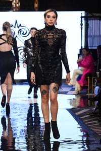 Image 1 of WOMENS LEATHER/SEQUINS DRESS