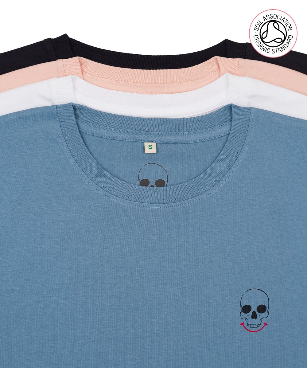 Unisex Smiley Skull pocket T-Shirts (Organic) 4 Variants.