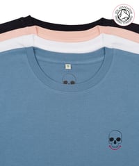 Image 1 of Unisex Smiley Skull pocket T-Shirts (Organic) 4 Variants.