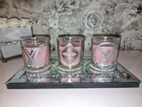 PINK LV GLASS JAR CANDLE SET