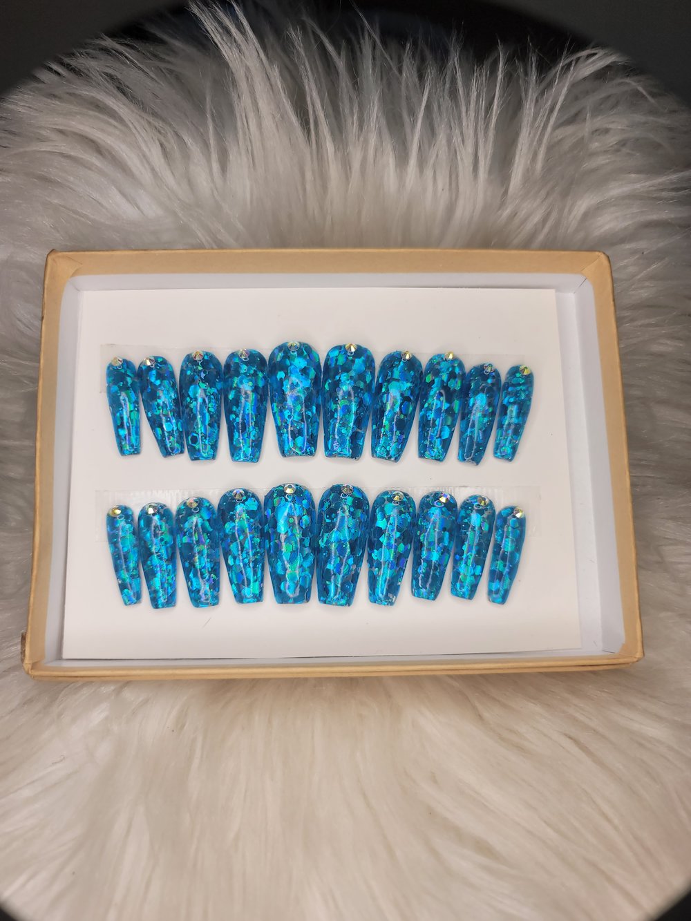 Image of long holographic Blue