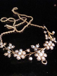 Image 1 of Victorian 15ct yellow gold seed pearl lavaliere necklace allowing drop pendant