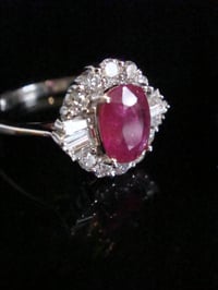 Image 1 of Modern 18ct white gold natural Ruby 1.13ct & diamond 0.50ct cluster ring