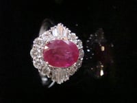 Image 3 of Modern 18ct white gold natural Ruby 1.13ct & diamond 0.50ct cluster ring